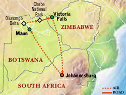 Map of Botswana with Luxury & Style (12 Days) Tour