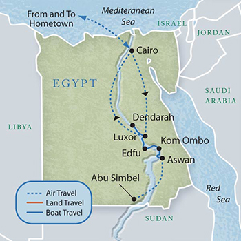Map of Egypt Luxury & Style 12 Day Tour