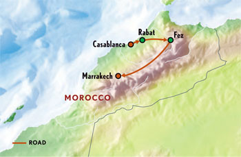 Map of Morocco with Luxury & Style (9 Days) Tour