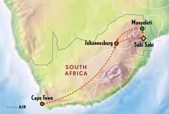 Map of South Africa with Luxury & Style (12 Days) Tour