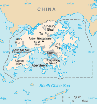 Map of Hong Kong, China