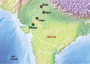 Map ofIndia with Luxury & Style (15 Days) Tour