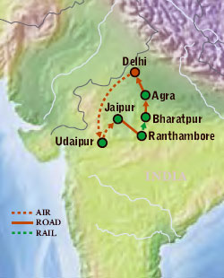 Map ofIndia&nbsp;with Luxury & Style (15 Days) Tour