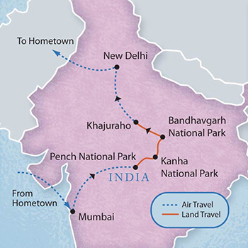 Map of India Safari with Luxury & Style (12 Days)