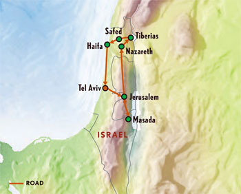 Map of Israel with Luxury & Style (9 Days) Tour