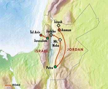 Map of Jorda and Israel with Luxury and Style (11 Days)