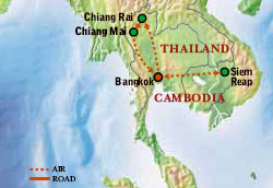 Map of Thailand & Cambodia with Luxury & Style (13 Days) Tour