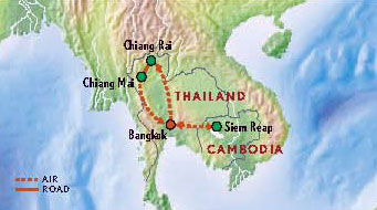 Map of Thailand & Cambodia with Luxury & Style (13 Days) Tour