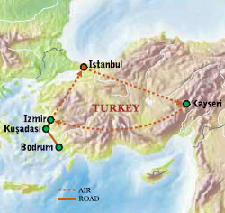Map of Turkey with Luxury & Style (11 Days) Tour
