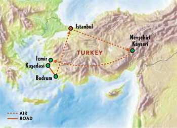 Map of Turkey with Luxury & Style (11 Days) Tour
