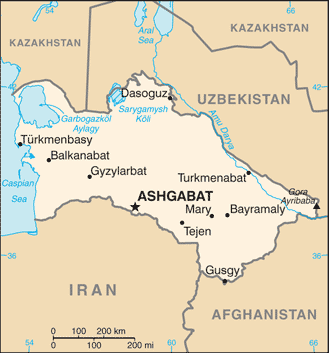 Map of Turkmenstan