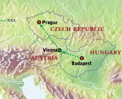 Map of Eastern Europe (Austria, Czech Republic & Hungary) with Luxury & Style (12 Days) Tour