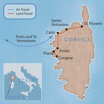 Map of Corsica, FRANCE with Luxury & Style (4 Days)