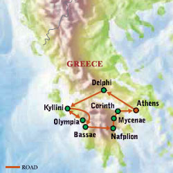 Map of Greece with Luxury & Style (10 Days) Tour