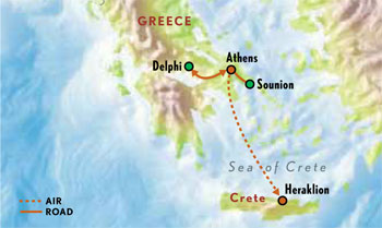 Map of Greece with Luxury & Style (10 Days) Tour