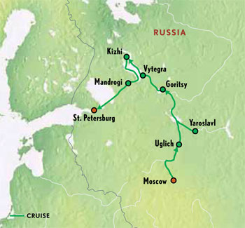 Map of Waterways of the Czars with Luxury and Style (14 Days)