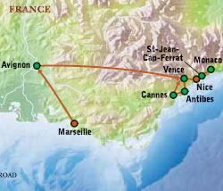 Map of Southern France with Luxury & Style (11 Days) Tour