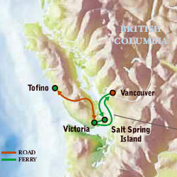 Map of Canada (British Columbia) with Luxury & Style (9 Days) Tour