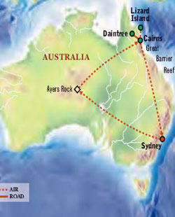 Map of Australia with Luxury & Style (13 Days) Tour