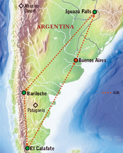 Map of Argentina with Luxury & Style (12 Days) Tour