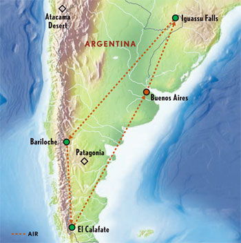 Map of Argentina with Luxury & Style (12 Days) Tour