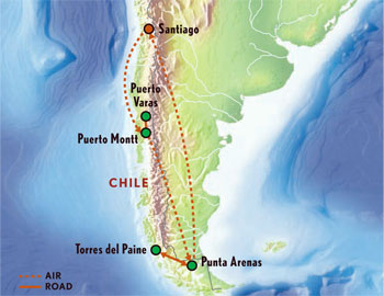 Map of Chile with Luxury & Style (13 Days) Tour
