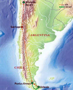 Map of Chile including MV Mare Australis & Atacama Desert with Luxury & Style (13 Days) Tour