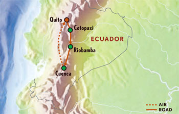 Map of Ecuador with Luxury and Style (9 Days)