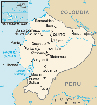 Map of Ecucador with Galapagos Islands