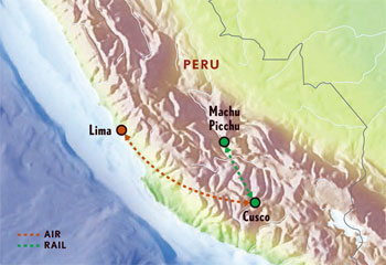 Map of Peru with Luxury & Style (8 Days) Tour