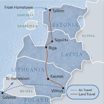 Map of Baltics - Estonia, Latvia, Lithuania & Poland (13 Days) Tour